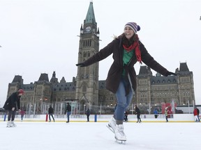 Postmedia engagement editor Nicole Feriancek goes for a skate on the new rink on Parliament Hill in Ottawa Thursday Dec 7, 2017.