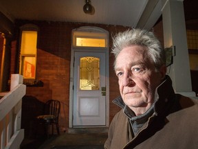 David Yuille at the front door of his rooming house. This is for a story about a new survey of residents in Ottawa rooming houses. Conclusion: things are pretty grim. Many residents can't afford much, but are still spending more than they can afford. The next step down is the street or a homeless shelter.