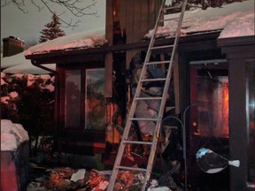 Ottawa Fire on scene of a Working Fire at 2 Pine Tree Court in Stittsville. Fire was quickly contained to the rear wall and attic around the chimney.