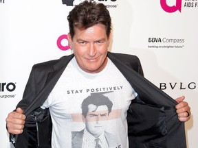 Charlie Sheen attends 2016 Elton John AIDS Foundation Academy Awards Viewing Party in West Hollywood, California, on February 28, 2016. (TIBRINA HOBSON/AFP/Getty Images)