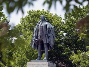 A statue of Edward Cornwallis stands in a Halifax park on June 23, 2011.