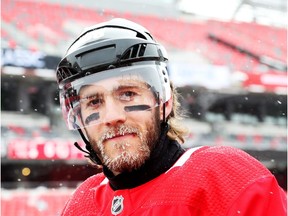 Mike Hoffman comes off the outdoor rink at TD Place stadium after Senators practice there on Dec. 15. It's believed Hoffman is one of the team's most valuable assets on the NHL trade market. Jean Levac/Postmedia