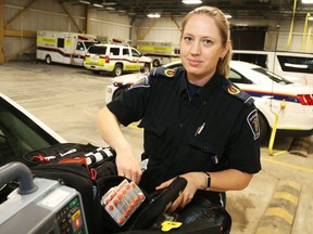 Tammy Dupuis, Community Paramedic gets her equipment ready.