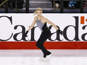Alaine Chartrand during a practice session at the Canadian National Skating Championships at TD Place in Ottawa in January 2017.