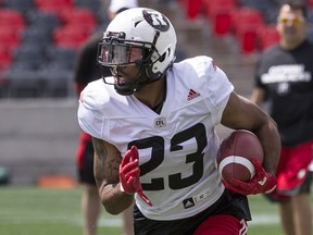 RB Mossis Madu during Redblacks training camp at TD Place in 2017.