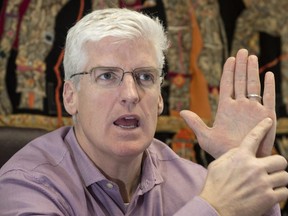 Scott Delaney of the McGill University Health Centre and team doctor for the MLS Montreal Impact and assistant team doctor for the CFL Montreal Alouettes resounds to a question during an interview Monday, January 8, 2018 in Montreal.