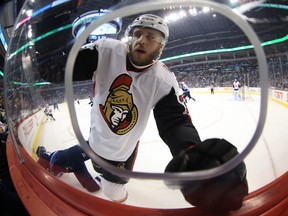 Senators’ Fredrik Claesson could miss tonight’s game against the Red Wings after taking a puck in the face yesterday. “It wasn’t pretty,” coach Guy Boucher said. (The Canadian Press)