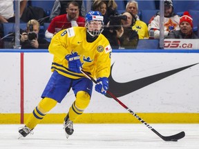 Swedish defenceman Rasmus Dahlin, seen here during the recent world junior hockey championship, is widely acknowledged as the top prospect for the 2018 NHL draft.