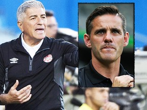 Canada's head coach Octavio Zambrano next to new men's manager John Herdman. CP