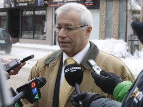 Nipissing MPP Vic Fedeli speaks to reporters Thursday, Jan. 25, 2018 in North Bay. Gord Young/Postmedia Network