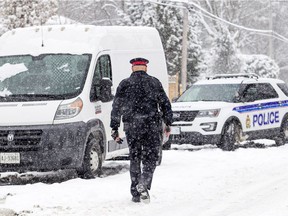 Ottawa Police Service's major crime unit is investigating a murder-suicide in the 100 block of MacFarlane Road for a female and male who had been shot Sunday Feb. 4, 2018. Ottawa police inspector Glenn Wasson spoke to media on scene Sunday morning.