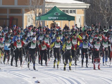 Skiers take part in the Gatineau Loppet 27K classic race in Gatineau on Saturday.  Patrick Doyle/Postmedia