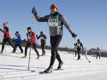 Skiers take part in the Gatineau Loppet 27K classic cross-country ski race on Saturday. Patrick Doyle/Postmedia
