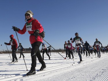 Skiers take part in the 27K race on Saturday. Patrick Doyle/Postmedia