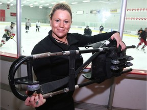 Alicia Gal is a PhD student who uses sensors and motion capture cameras to study the science behind sledge hockey. Jean Levac/Postmedia