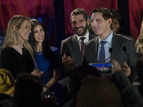 PC leadership candidate Patrick Brown speaks to his supporters at a Mississauga Hotel on Sunday. (STAN BEHAL, Toronto Sun)