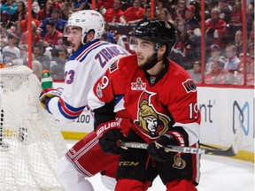 The Senators' Derick Brassard, right, has two more points this season than Mika Zibanejad, who was traded to the Rangers for Brassard in 2016.