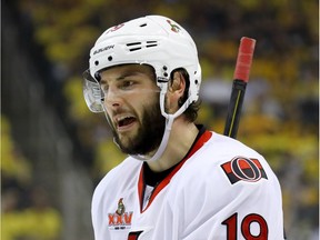 Derick Brassard of the Senators argues a call during Game 7 of the Eastern Conference against the Penguins last May 25.