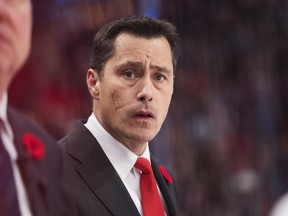 STOCKHOLM, SWEDEN - NOVEMBER 10: Guy Boucher, head coach of Ottawa Senators during the 2017 SAP NHL Global Series match between Ottawa Senators and Colorado Avalanche at Ericsson Globe on November 10, 2017 in Stockholm, . (Photo by Nils Petter Getty Images