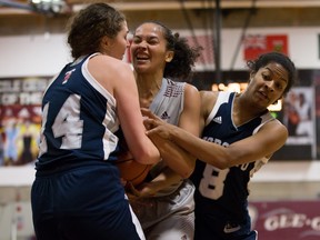 Brigitte Lefebvre-Okankwu, the favourite to be selected Ontario University Athletics East rookie of the year, notched a double-double as the uOttawa Gee-Gees pounded the Varsity Blues 73-50 in the opening round of the playoffs.