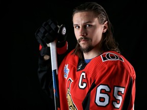 Erik Karlsson of the Ottawa Senators poses for a portrait during the 2018 NHL All-Star Weekend at Amalie Arena on January 27, 2018 in Tampa. (Mike Ehrmann/Getty Images)