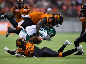 The B.C. Lions released linebacker Micah Awe, top, with one year left on his contract, and he has since signed a contract with the New York jets.