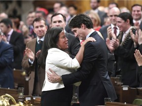 Prime Minister Justin Trudeau is embraced by Minister of Justice and Attorney General of Canada Jody Wilson-Raybould. The two, says a letter writer, made inappropriate comments about a trial in Saskatchewan.