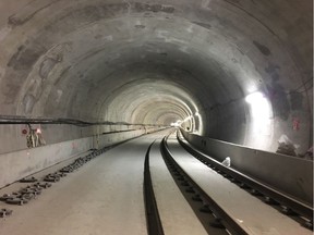 The city has been making significant progress on the Confederation Line LRT tunnel. This picture, taken near Lyon station and made available Aug. 30, 2017, gives people a taste of what the inside will look like when a train is travelling underground. Supplied picture.