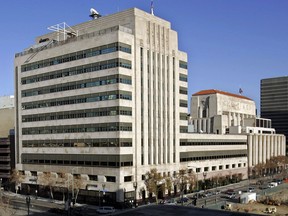 This Jan. 9, 2007, file photo shows the Los Angeles Times buildings in downtown Los Angeles. (AP Photo/Reed Saxon, File)