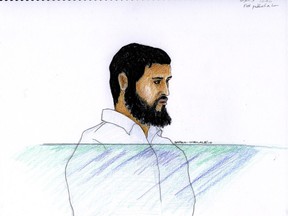 Sketch of Awso Peshdary from courtroom appearance in Ottawa on Tuesday, Aug. 31, 2010.