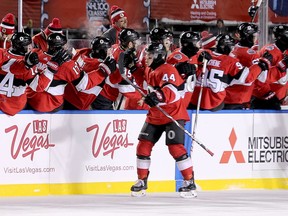 Jean-Gabriel Pageau (44) of the Senators celebrates after scoring a second-period goal against the Canadiens in the outdoor game at Lansdowne Park in December. Pageau always seems to come up big in contests against the Habs. Wayne Cuddington/ Postmedia