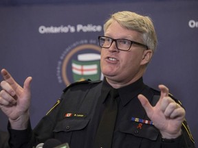 Chief of Police Waterloo region Bryan Larkin, speaks at a police leaders press conference about deadly trend in fentanyl- related overdoses. on Wednesday November 30, 2016. Craig Robertson/Toronto Sun/Postmedia Network