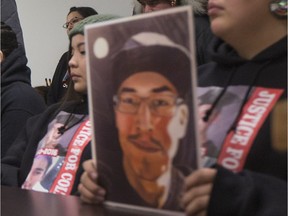 Former Red Pheasant Cree Nation Chief Sheldon Wuttunee speaks during a media event following the acquittal of Gerald Stanley in the death of Colten Boushie