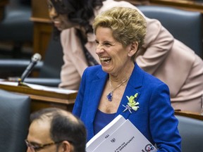 Premier Kathleen Wynne is pictured after the release of her government's budget in Ontario's legislature.