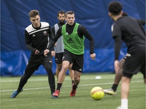 Fury FC forward and captain Carl Haworth runs down the ball during a practice in Ottawa earlier this week. Errol McGihon/Postmedia