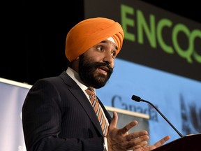 Minister of Innovation, Science and Economic Development Navdeep Bains speaks during an announcement on investments in 5G technology by the Ontario, Quebec and federal governments, in Ottawa on Monday, March 19, 2018. THE CANADIAN PRESS/Justin Tang