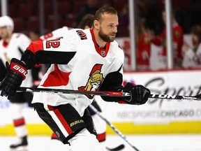 Files:  Marian Gaborik #12 of the Ottawa Senators participates in warm-ups before a game against the Chicago Blackhawks on February 21, 2018 in Chicago.