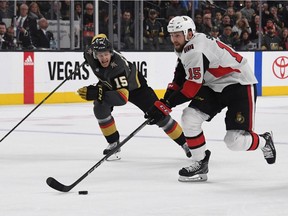 Zack Smith, seen here in a March 2 game against the Golden Knights, says Senators players have been playing "looser" since the Feb. 26 trade deadline passed.