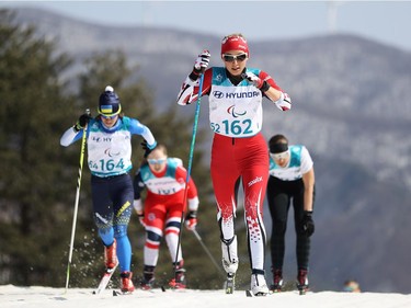 Natalie Wilkie of Canada races to a bronze medal in the women's cross-country ski 1.5-kilometre sprint classic final on Wednesday.