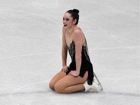 Kaetlyn Osmond from Canada smiles with joy after finishing her free skate program on Friday.