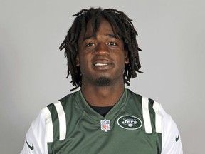 FILE - This 2013 file photo shows New York Jets running back Joe McKnight. The man convicted of manslaughter in the 2016 road-rage shooting death of former NFL running back McKnight faces sentencing in Louisiana. Fifty-six-year-old Ronald Gasser could get up to 40 years in prison when court convenes Thursday, March 15, 2018, in suburban New Orleans.