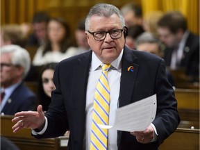 Public Safety and Emergency Preparedness Minister Ralph Goodale stands during question period in the House of Commons on Parliament Hill in Ottawa on Wednesday, March 21, 2018.