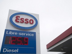 Loblaw Companies Ltd. and Imperial Oil Ltd. have signed a deal that will allow PC Optimum members to earn points at more than 1,800 Esso gas stations starting this summer. Gas price is shown at an Esso filling station in Montreal, Wednesday, April 12, 2017. THE CANADIAN PRESS/Graham Hughes