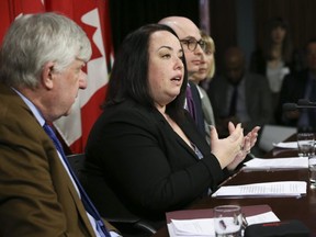 Michael Decter, (L) chair of the Board of Patients Canada and Miranda Ferrier, (R) president of Ontario Personal Support Workers at the media studio at Queen's Park on Tuesday March 20, 2018.