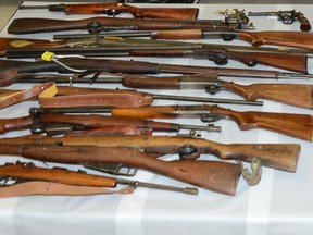 The Ottawa Police Service conducted search warrants on May 14th, 2015 on the 1-100 block of Jessica Private, Ottawa, 1700 block of Russell Road, Ottawa and 1-100 block of Zenith Road in Gatineau.   These search warrants were from a joint investigation with Guns and Gangs, Central District Break and Enters and Central District Investigations.  Assisting in the search warrants were the Tactical Unit, D.A.R.T. Unit and Forensic Identification Unit. 

On May 13th, 2015, Patrol Officers responded to a Break and Enter on the 1-100 block of Bittern Court in Ottawa.   Numerous guns were stolen from the residence.  The investigation led to two residences in Ottawa and one in Gatineau where search warrants were executed.  

Results of the three warrants were 27 firearms (24 rifles and 4 handguns) seized and other evidence in relation to the Break and Enter.