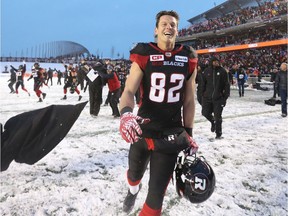 Greg Ellingson experienced snow in Ottawa with the 2016 East Division final against the Eskimos, but this year the first time in which the Redblacks receiver spent most of his off-season in Canada's capital.  Jean Levac/Postmedia