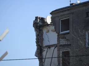 Picture taken on March 4, 2018 in Poznan, Poland, shows a house that collapsed. (JAKUB KACZMARCZYK/AFP/Getty Images)