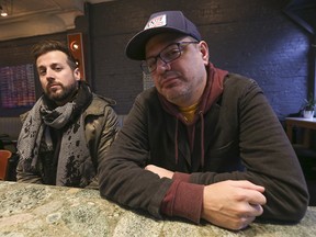 Raine Maida (left) of Our Lady Peace, and Matthew Good (right) are pictured in Toronto on Monday, Jan. 22 , 2018. (Jack Boland/POSTMEDIA NETWORK)