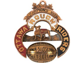 1898 Ottawa Rough Riders football championship medal up for auction.