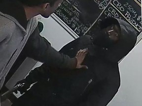 Police are trying to nab robbers who fired a handgun then used it to beat an employee into surgery during a heist at a Vanier marijuana dispensary last month.
